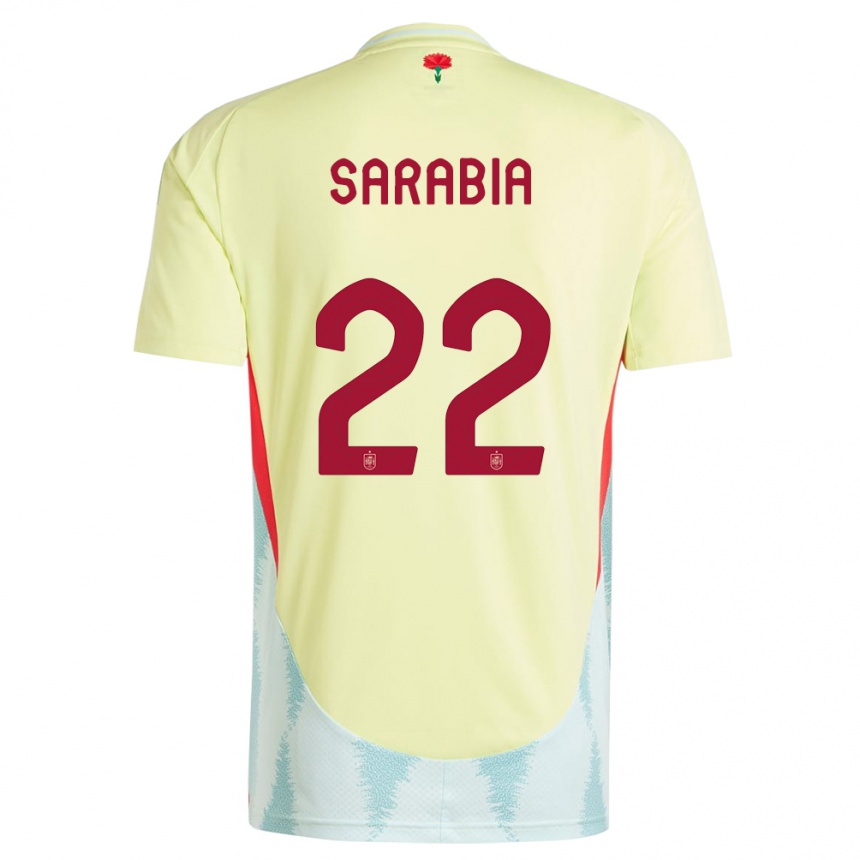 Men Football Spain Pablo Sarabia #22 Yellow Away Jersey 24-26 T-Shirt Canada