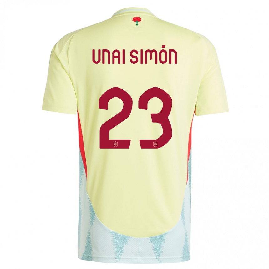 Men Football Spain Unai Simon #23 Yellow Away Jersey 24-26 T-Shirt Canada