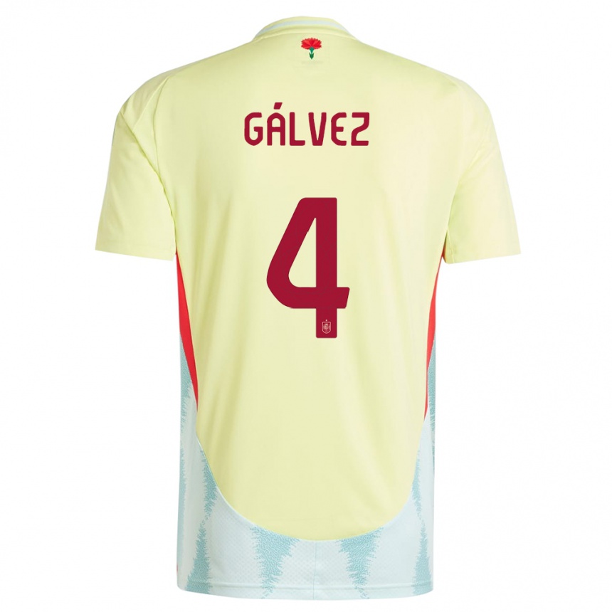 Men Football Spain Rocio Galvez #4 Yellow Away Jersey 24-26 T-Shirt Canada