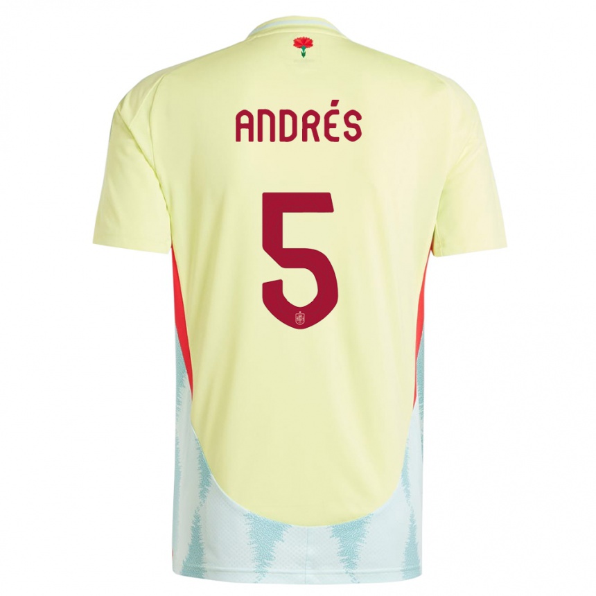 Men Football Spain Ivana Andres #5 Yellow Away Jersey 24-26 T-Shirt Canada