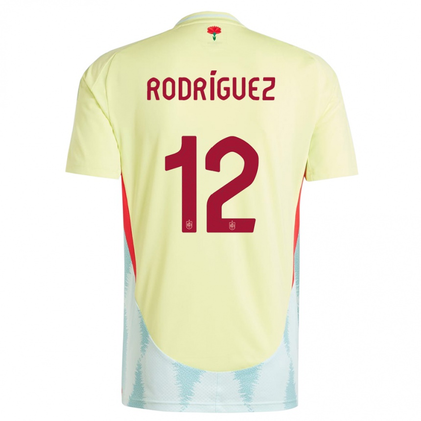 Men Football Spain Lucia Rodriguez #12 Yellow Away Jersey 24-26 T-Shirt Canada