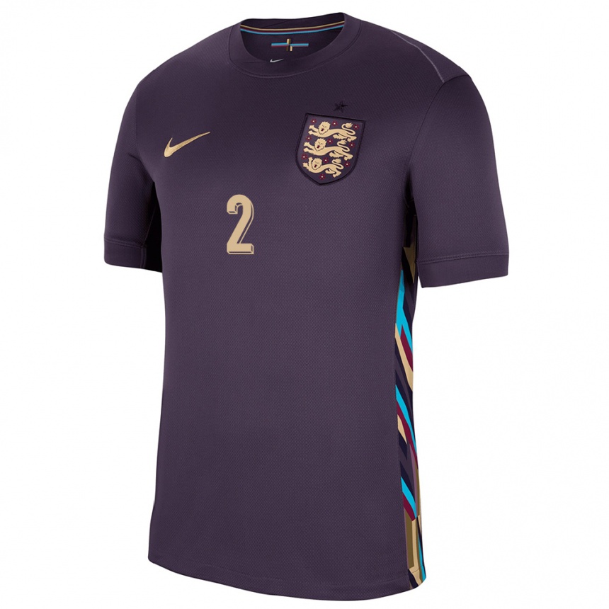 Men Football England Kyle Walker #2 Dark Raisin Away Jersey 24-26 T-Shirt Canada