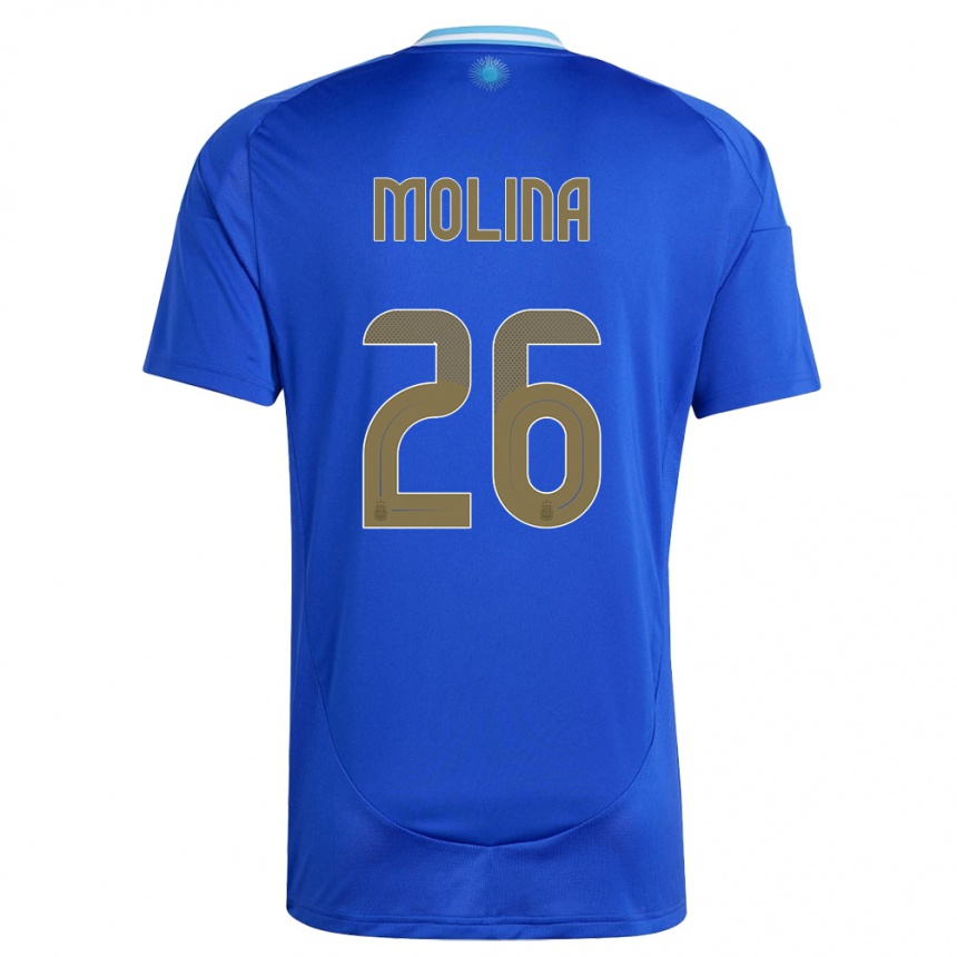 Men Football Argentina Nahuel Molina #26 Blue Away Jersey 24-26 T-Shirt Canada