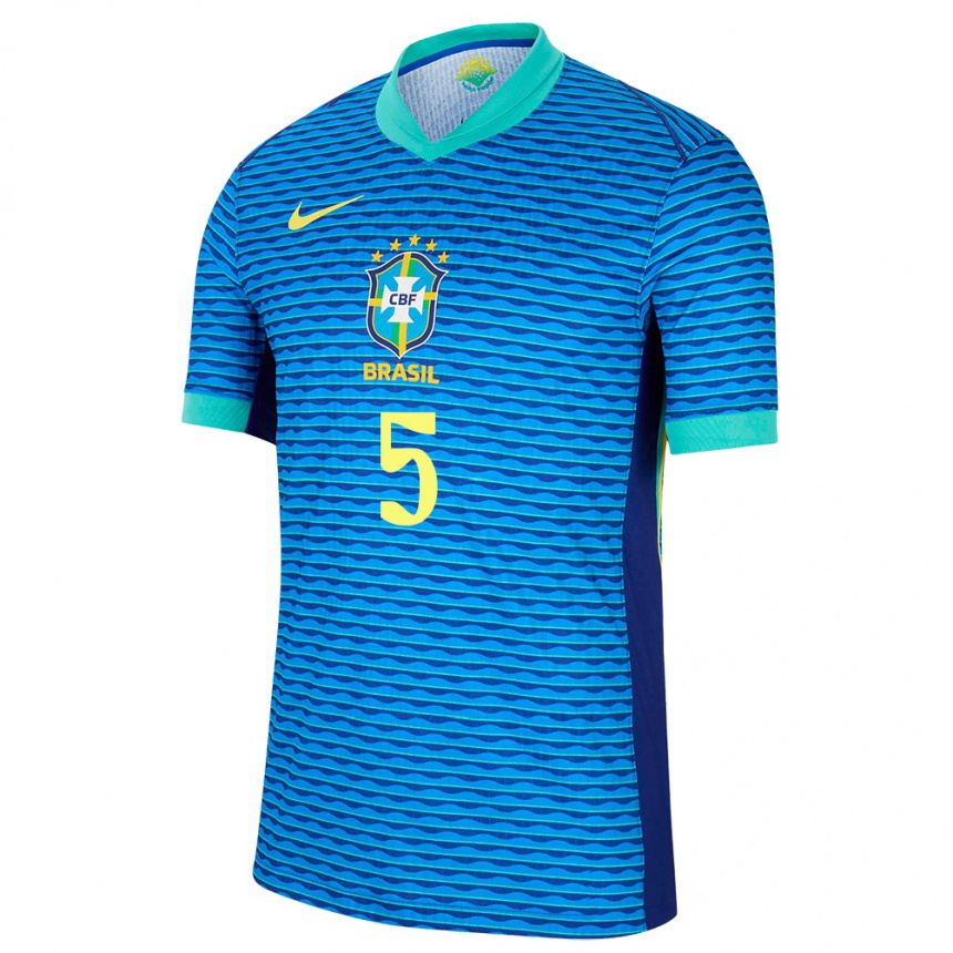 Men Football Brazil Yaya #5 Blue Away Jersey 24-26 T-Shirt Canada