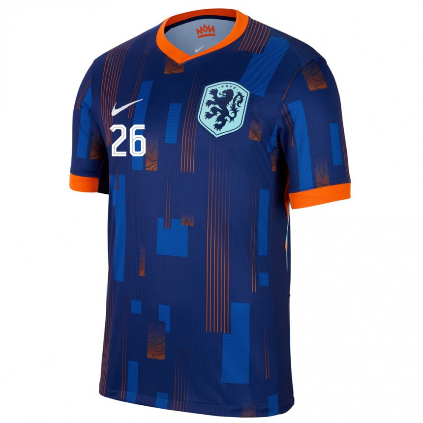 Men Football Netherlands Ryan Gravenberch #26 Blue Away Jersey 24-26 T-Shirt Canada