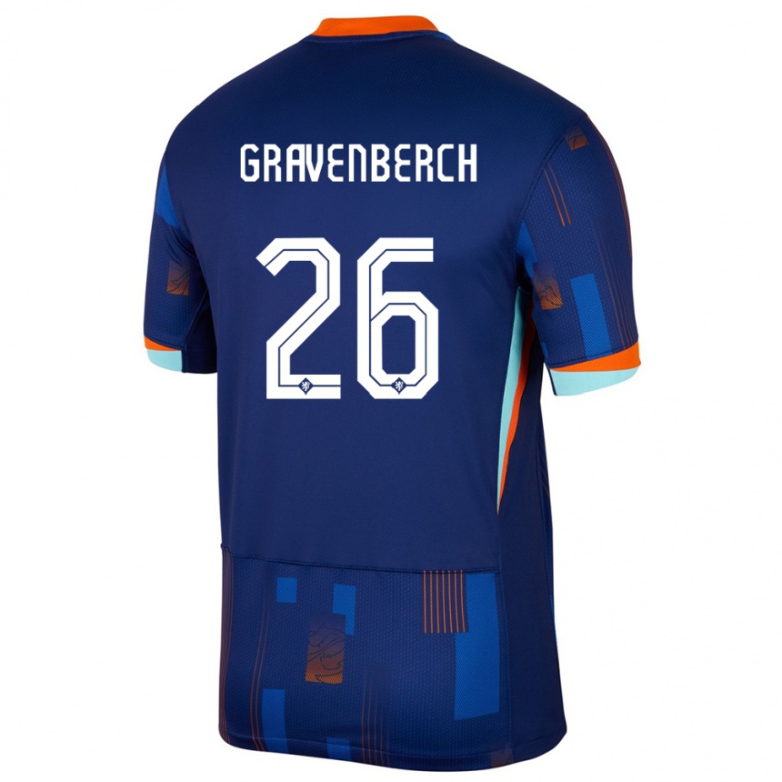 Men Football Netherlands Ryan Gravenberch #26 Blue Away Jersey 24-26 T-Shirt Canada