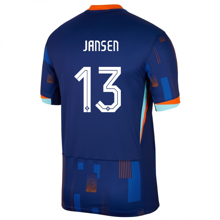 Men Football Netherlands Renate Jansen #13 Blue Away Jersey 24-26 T-Shirt Canada