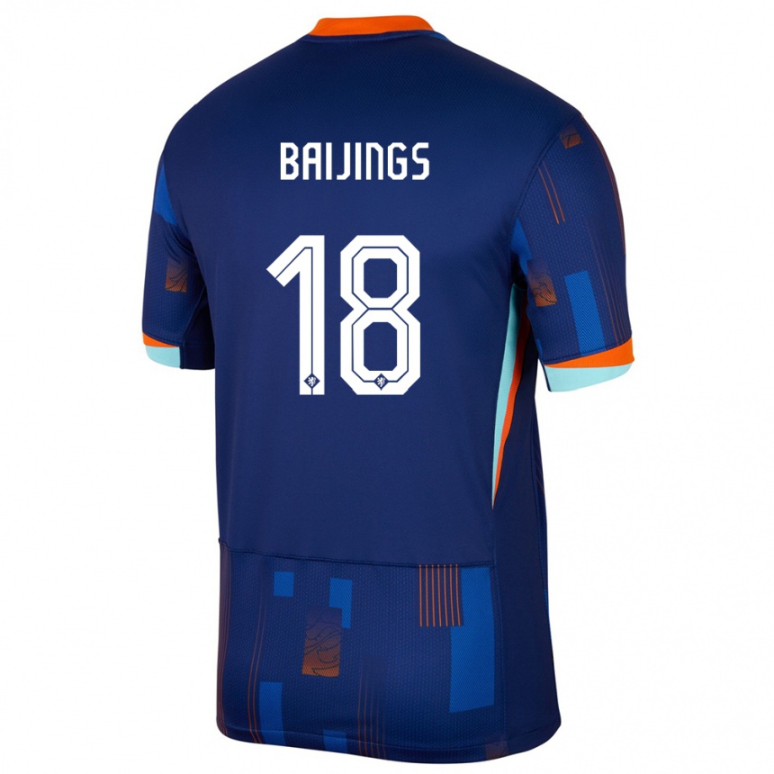 Men Football Netherlands Jill Baijings #18 Blue Away Jersey 24-26 T-Shirt Canada