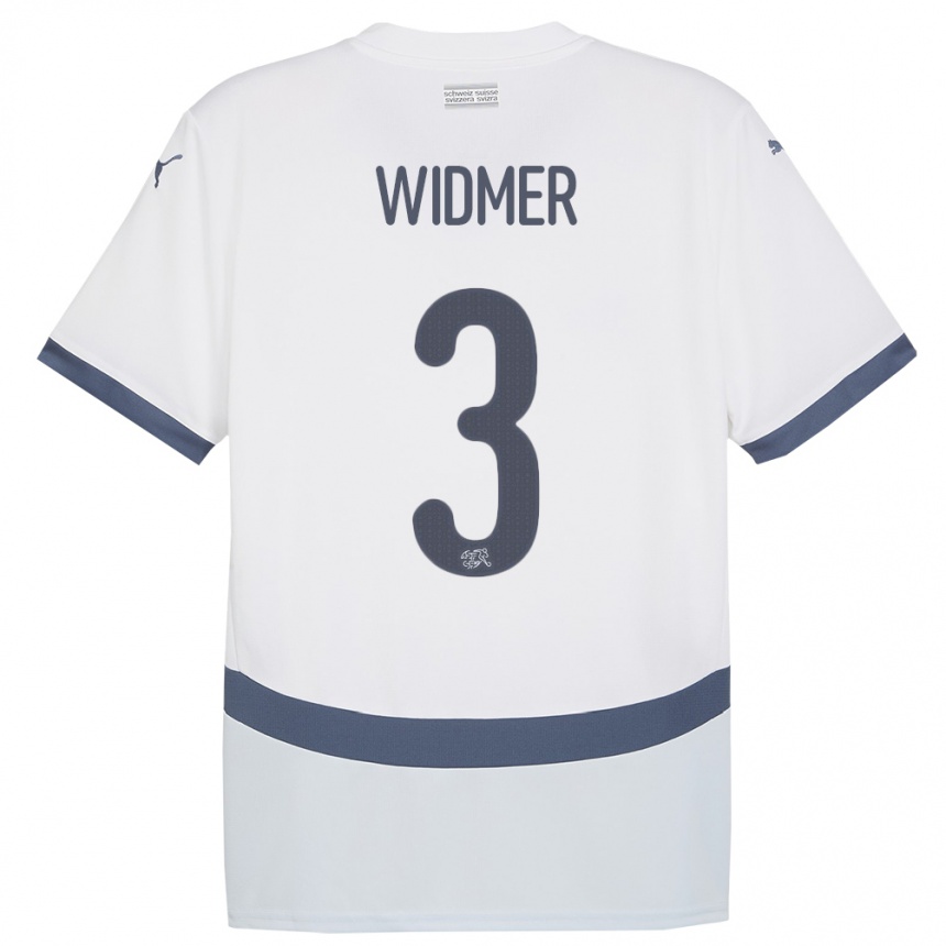 Men Football Switzerland Silvan Widmer #3 White Away Jersey 24-26 T-Shirt Canada