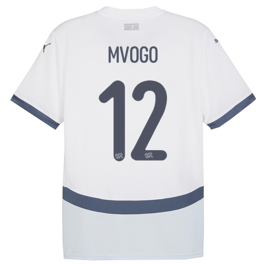 Men Football Switzerland Yvon Mvogo #12 White Away Jersey 24-26 T-Shirt Canada