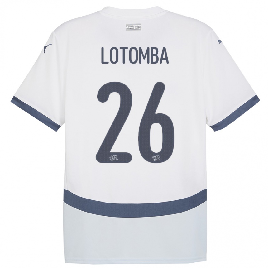 Men Football Switzerland Jordan Lotomba #26 White Away Jersey 24-26 T-Shirt Canada