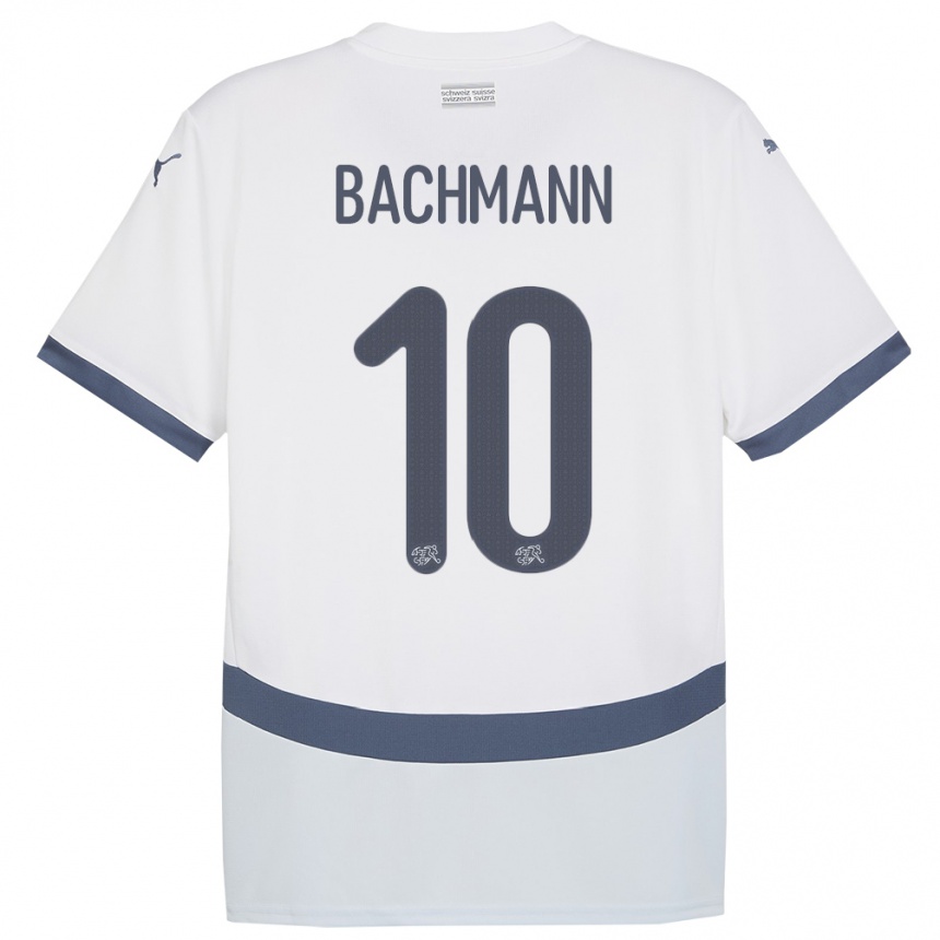 Men Football Switzerland Ramona Bachmann #10 White Away Jersey 24-26 T-Shirt Canada