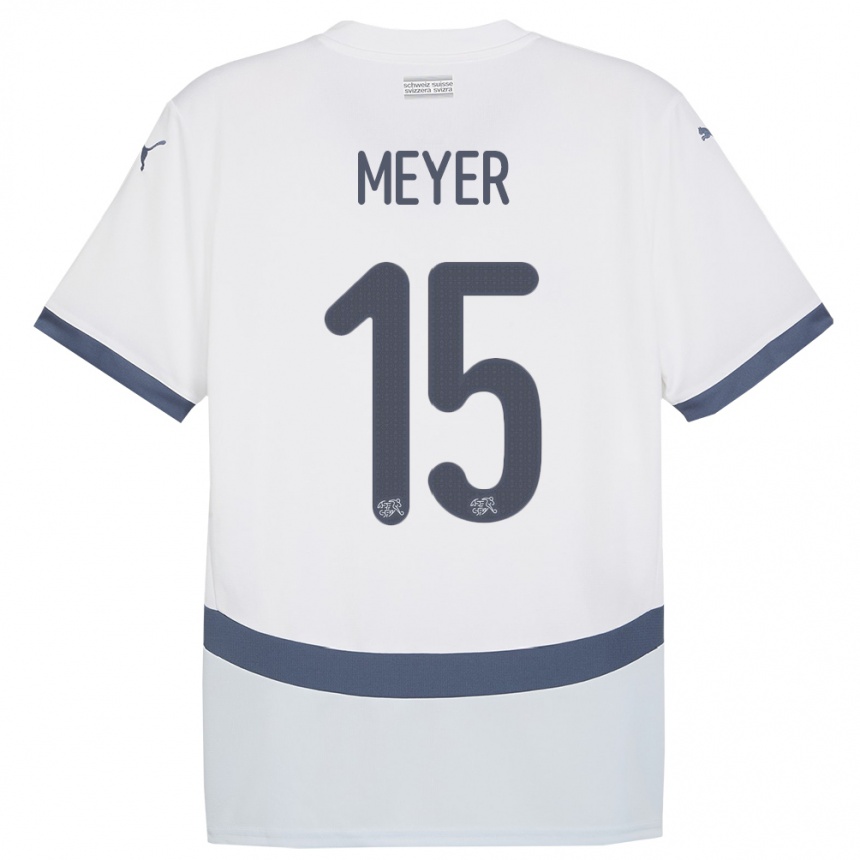 Men Football Switzerland Leny Meyer #15 White Away Jersey 24-26 T-Shirt Canada