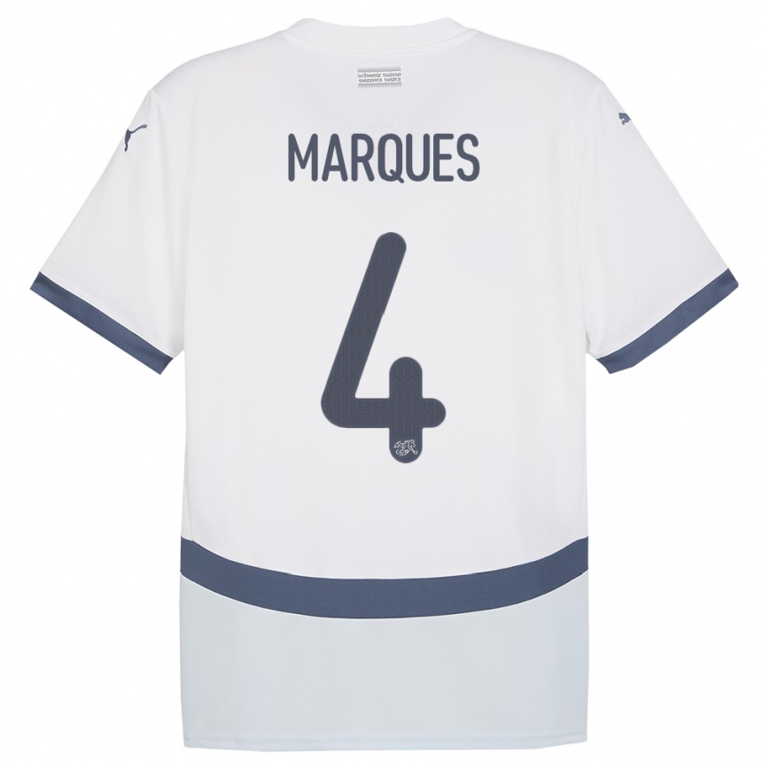 Men Football Switzerland Christian Marques #4 White Away Jersey 24-26 T-Shirt Canada