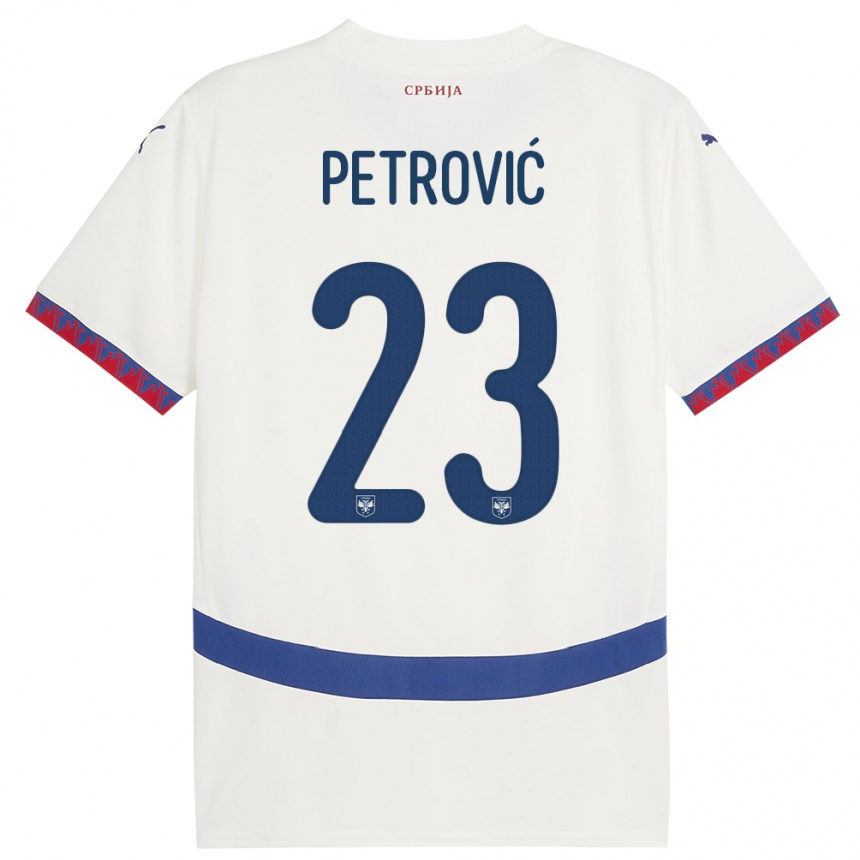 Men Football Serbia Jovana Petrovic #23 White Away Jersey 24-26 T-Shirt Canada