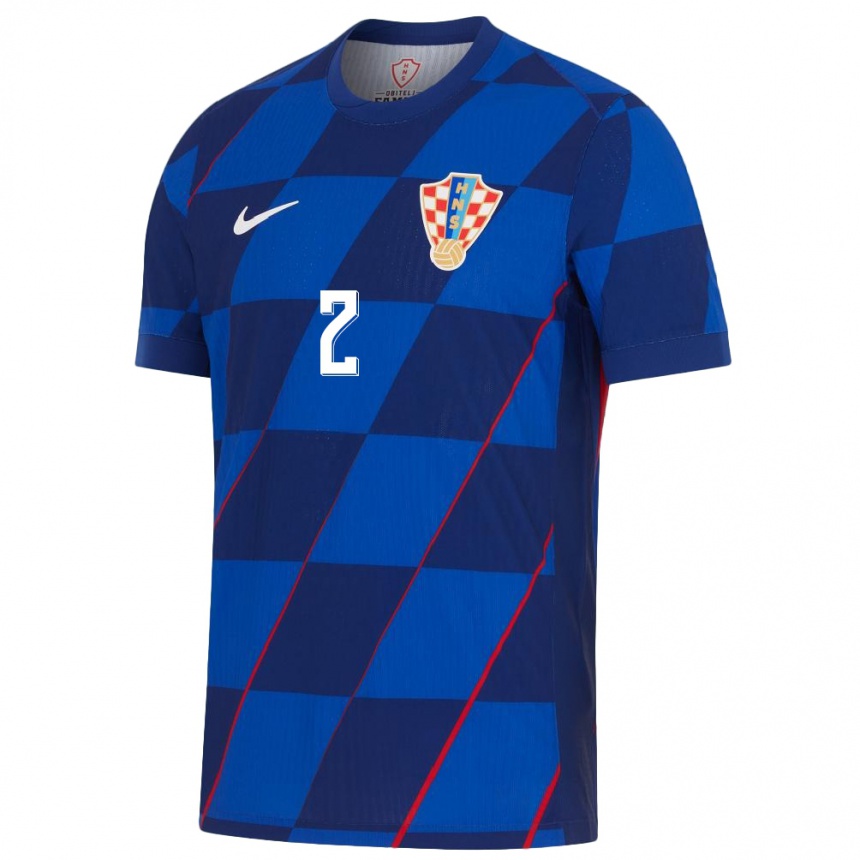 Men Football Croatia Dario Bijelic #2 Blue Away Jersey 24-26 T-Shirt Canada