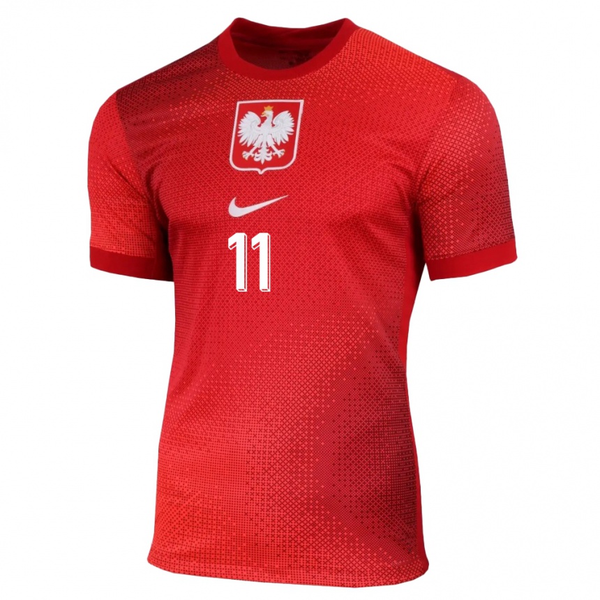 Men Football Poland Jakub Antczak #11 Red Away Jersey 24-26 T-Shirt Canada