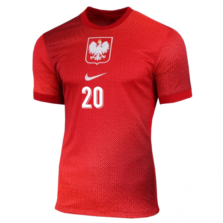 Men Football Poland Sebastian Szymanski #20 Red Away Jersey 24-26 T-Shirt Canada