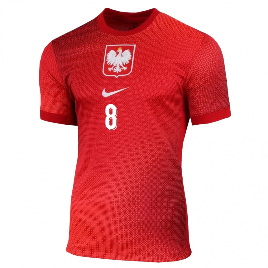 Men Football Poland Szczepan Mucha #8 Red Away Jersey 24-26 T-Shirt Canada