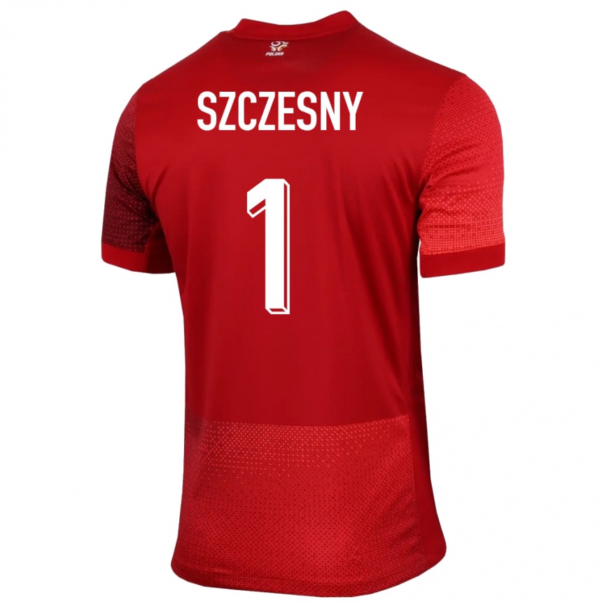 Men Football Poland Wojciech Szczesny #1 Red Away Jersey 24-26 T-Shirt Canada