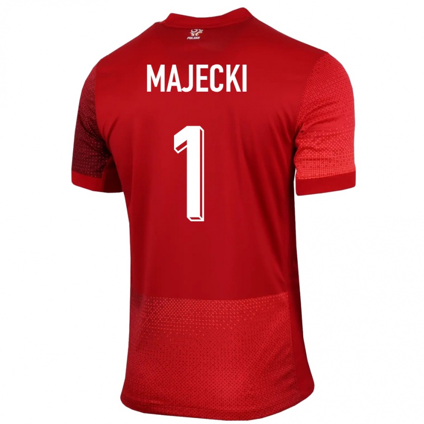 Men Football Poland Radoslaw Majecki #1 Red Away Jersey 24-26 T-Shirt Canada