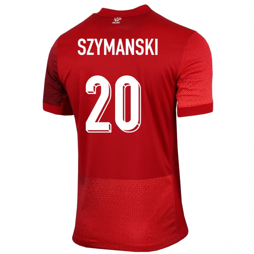 Men Football Poland Sebastian Szymanski #20 Red Away Jersey 24-26 T-Shirt Canada