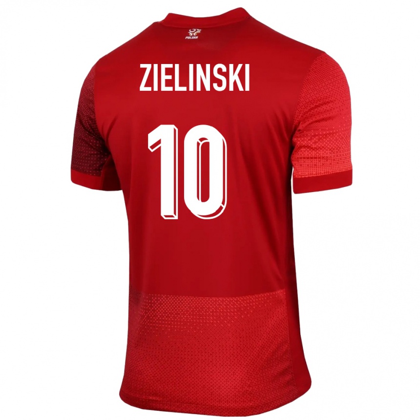 Men Football Poland Piotr Zielinski #10 Red Away Jersey 24-26 T-Shirt Canada