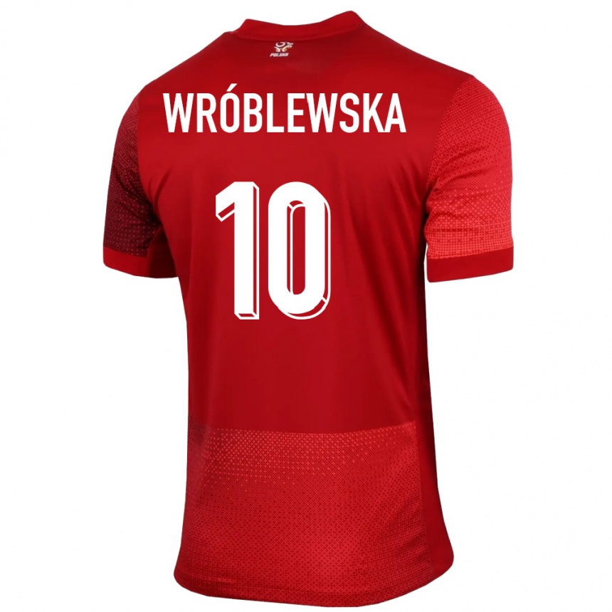 Men Football Poland Joanna Wroblewska #10 Red Away Jersey 24-26 T-Shirt Canada