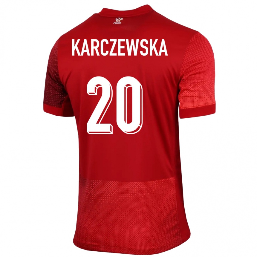 Men Football Poland Nikola Karczewska #20 Red Away Jersey 24-26 T-Shirt Canada