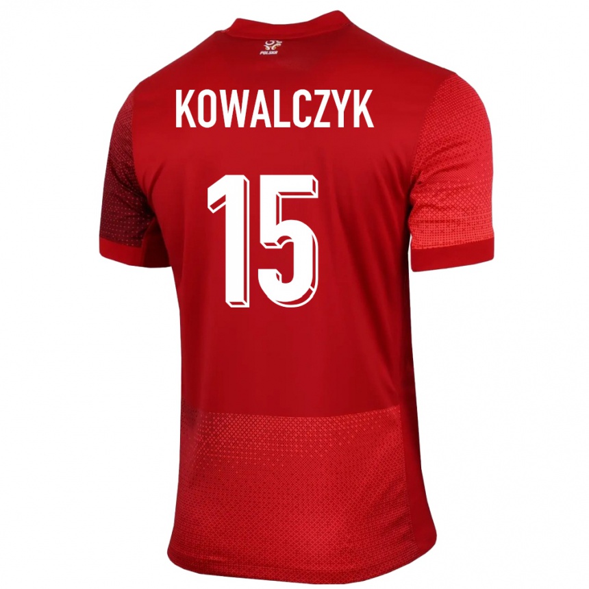 Men Football Poland Mateusz Kowalczyk #15 Red Away Jersey 24-26 T-Shirt Canada