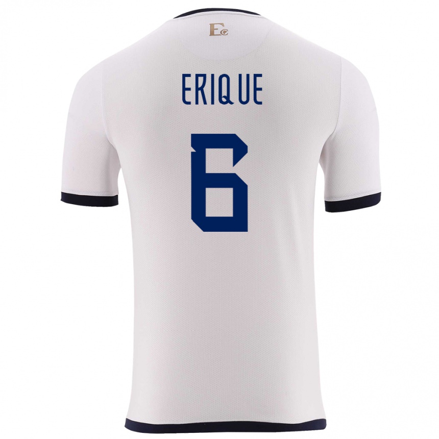 Men Football Ecuador Yeltzin Erique #6 White Away Jersey 24-26 T-Shirt Canada