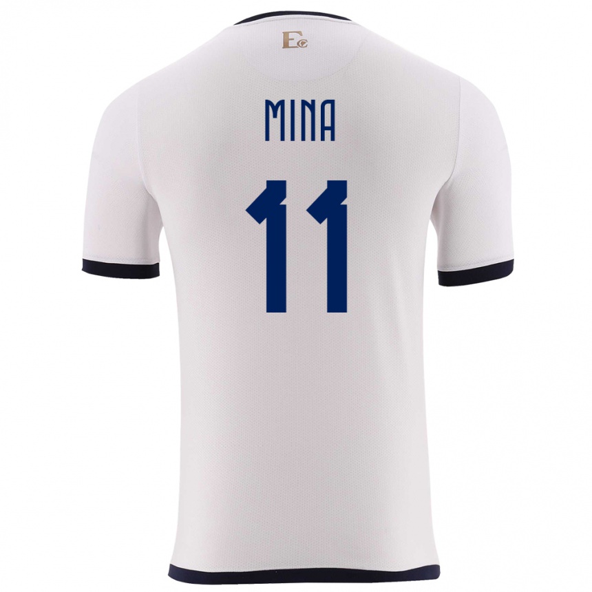 Men Football Ecuador Ariel Mina #11 White Away Jersey 24-26 T-Shirt Canada