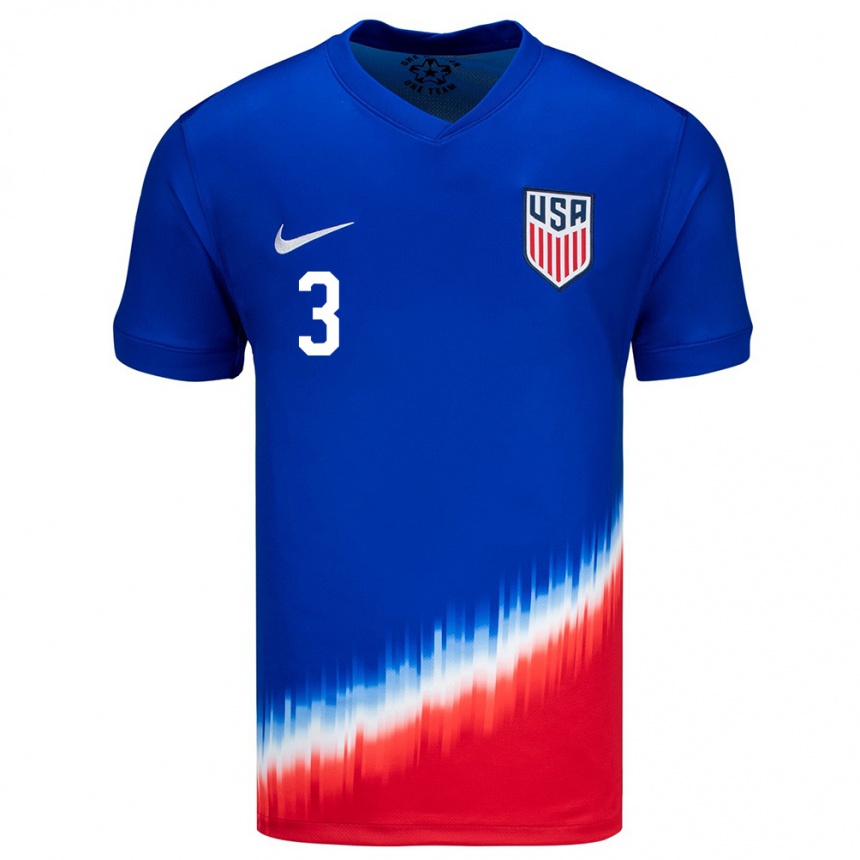 Men Football United States Noah Allen #3 Blue Away Jersey 24-26 T-Shirt Canada