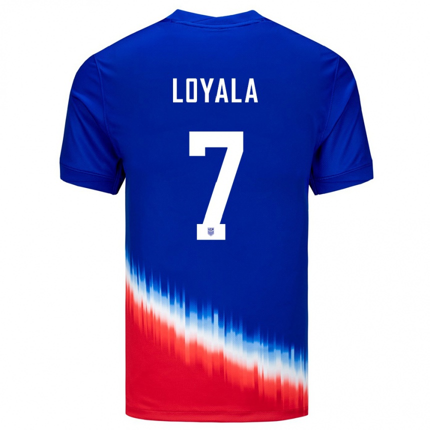 Men Football United States Favian Loyala #7 Blue Away Jersey 24-26 T-Shirt Canada