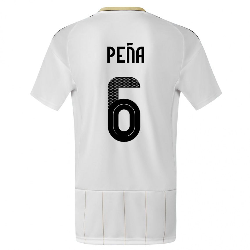 Men Football Costa Rica Ricardo Pena #6 White Away Jersey 24-26 T-Shirt Canada