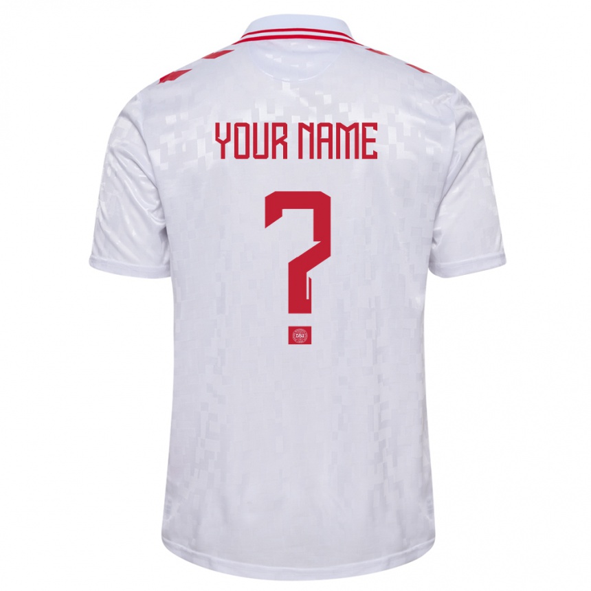 Men Football Denmark Your Name #0 White Away Jersey 24-26 T-Shirt Canada