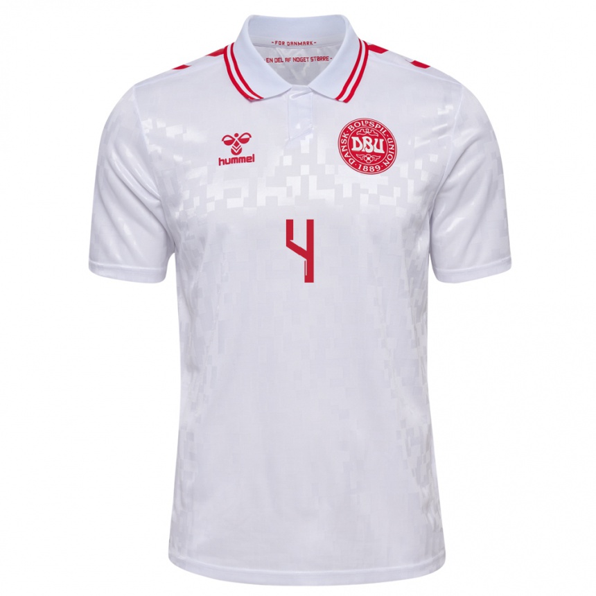 Men Football Denmark Simon Kjaer #4 White Away Jersey 24-26 T-Shirt Canada