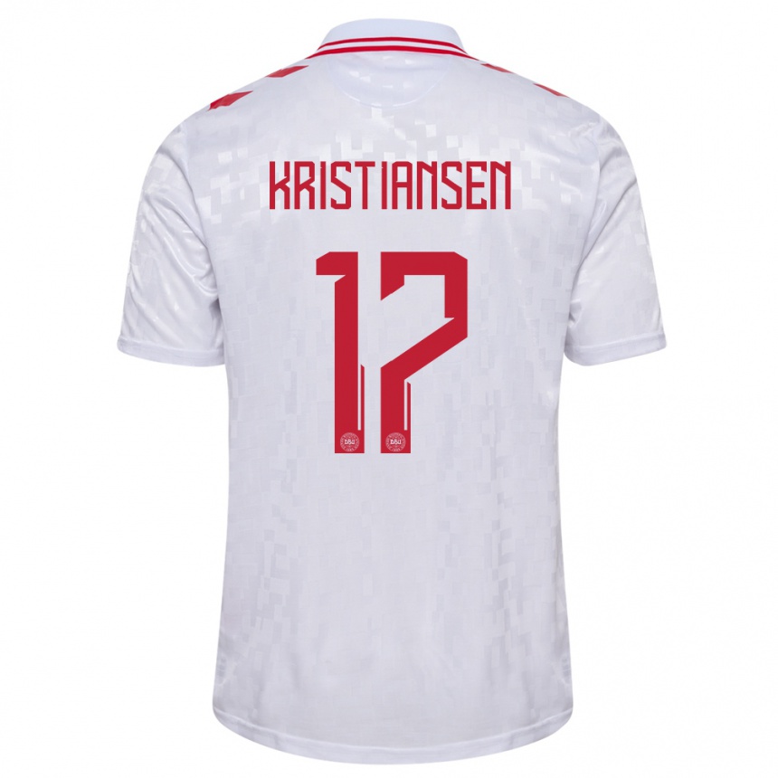 Men Football Denmark Victor Kristiansen #17 White Away Jersey 24-26 T-Shirt Canada