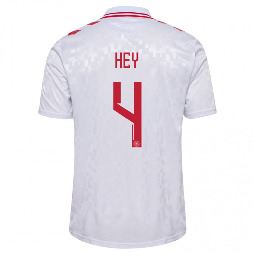 Men Football Denmark Lucas Hey #4 White Away Jersey 24-26 T-Shirt Canada