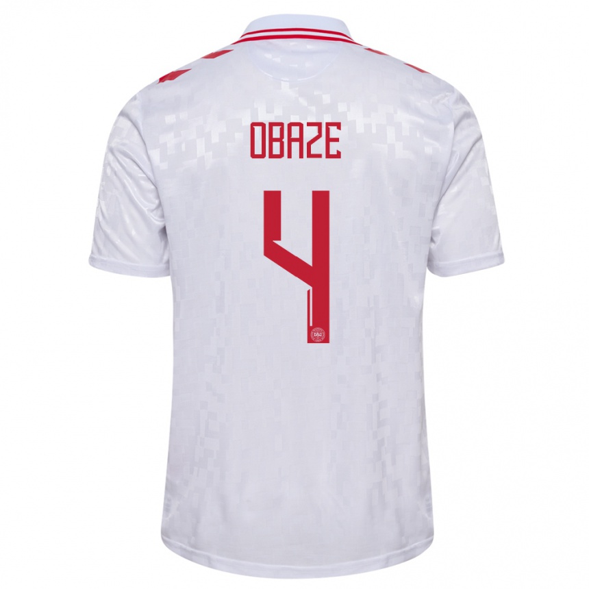 Men Football Denmark Isabella Obaze #4 White Away Jersey 24-26 T-Shirt Canada