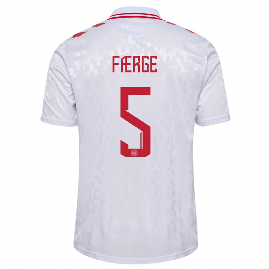 Men Football Denmark Emma Farge #5 White Away Jersey 24-26 T-Shirt Canada