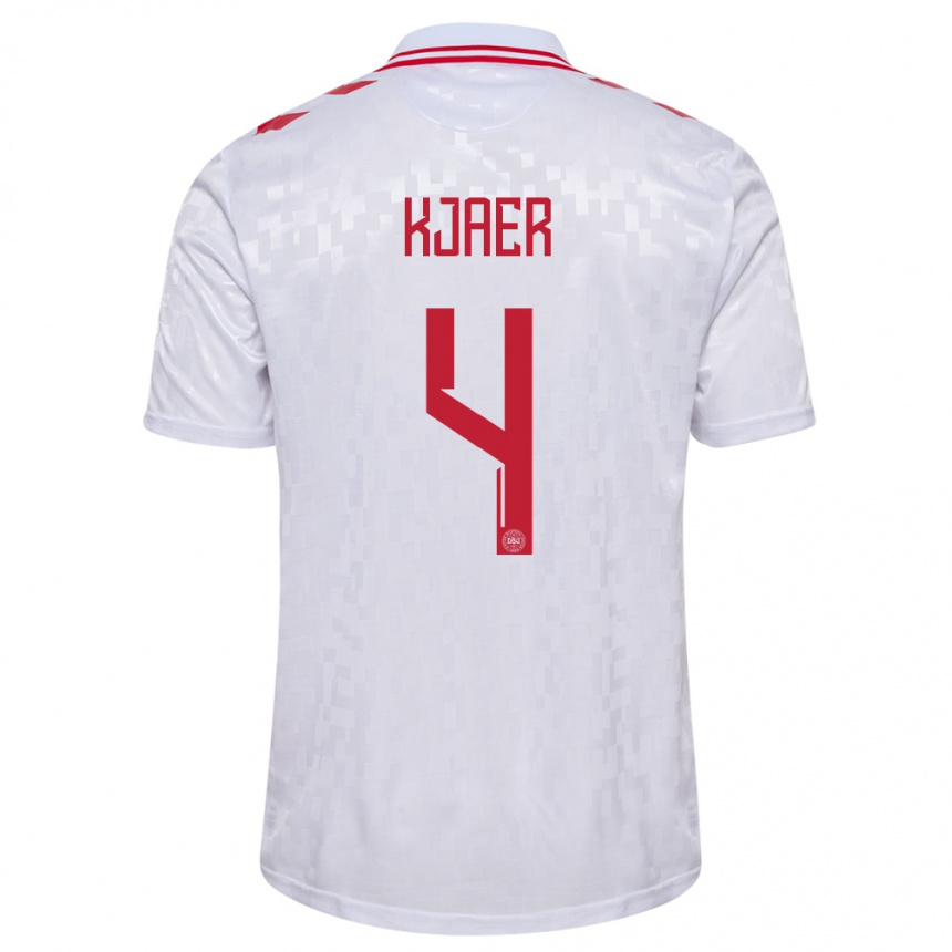 Men Football Denmark Simon Kjaer #4 White Away Jersey 24-26 T-Shirt Canada