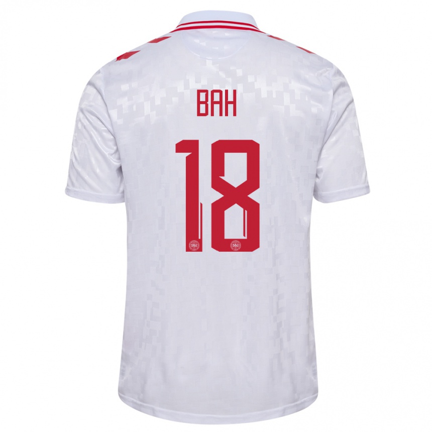 Men Football Denmark Alexander Bah #18 White Away Jersey 24-26 T-Shirt Canada