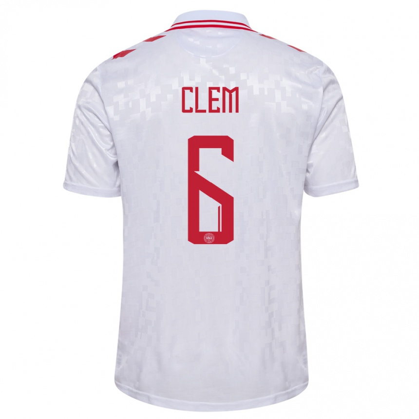 Men Football Denmark William Clem #6 White Away Jersey 24-26 T-Shirt Canada