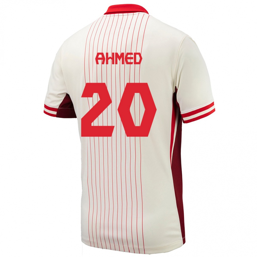 Men Football Canada Ali Ahmed #20 White Away Jersey 24-26 T-Shirt Canada