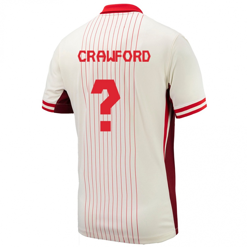 Men Football Canada Tyler Crawford #0 White Away Jersey 24-26 T-Shirt Canada