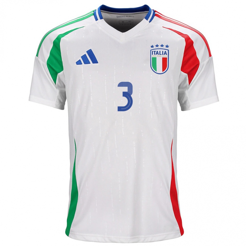 Men Football Italy Federico Dimarco #3 White Away Jersey 24-26 T-Shirt Canada