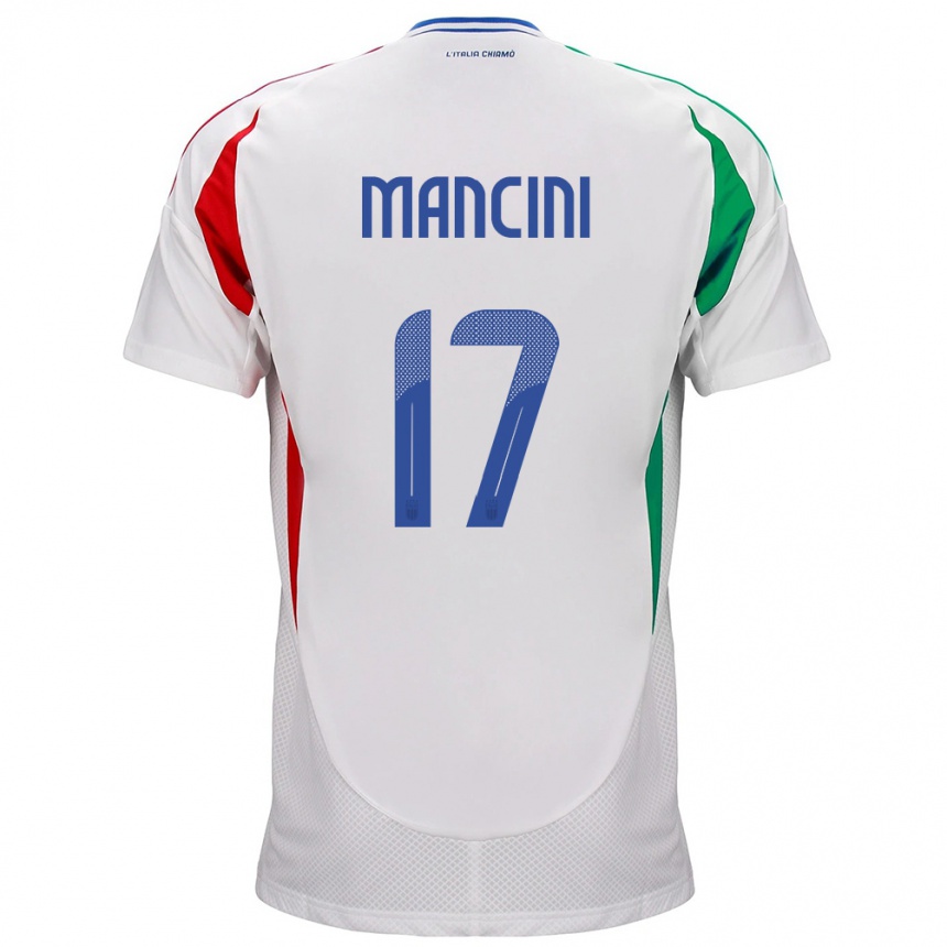 Men Football Italy Gianluca Mancini #17 White Away Jersey 24-26 T-Shirt Canada