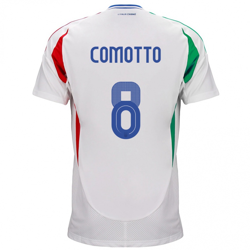 Men Football Italy Christian Comotto #8 White Away Jersey 24-26 T-Shirt Canada