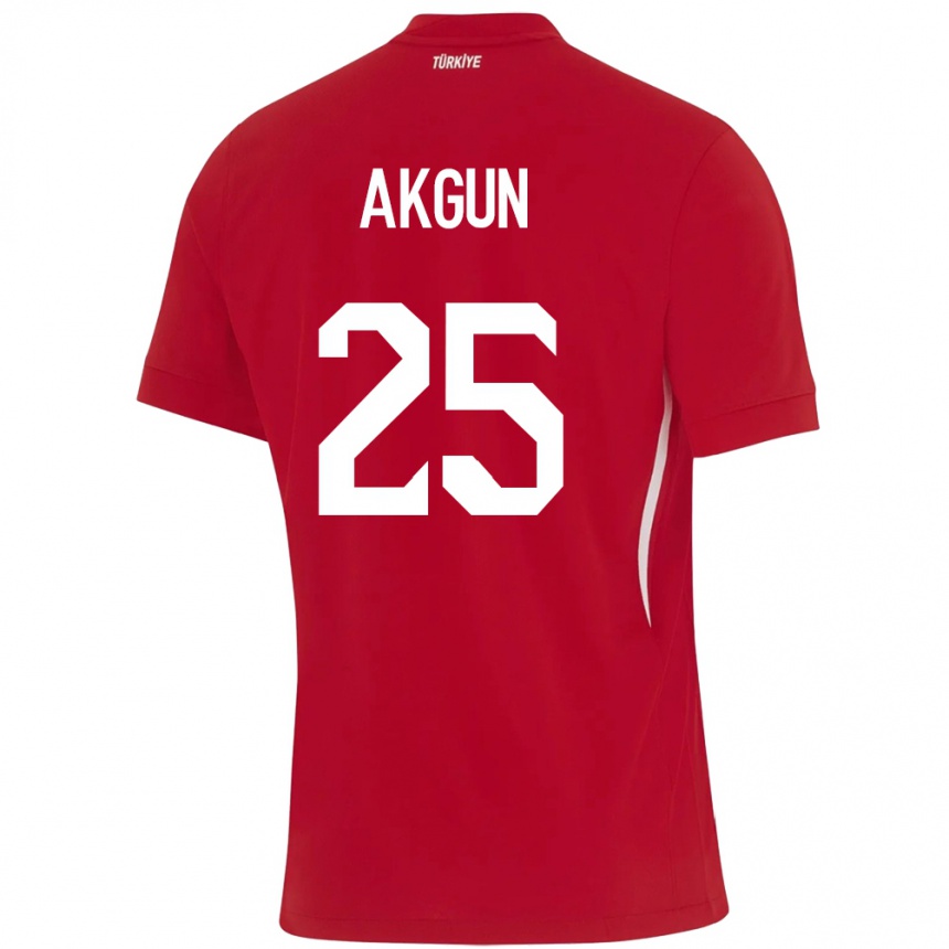 Men Football Turkey Yunus Akgün #25 Red Away Jersey 24-26 T-Shirt Canada